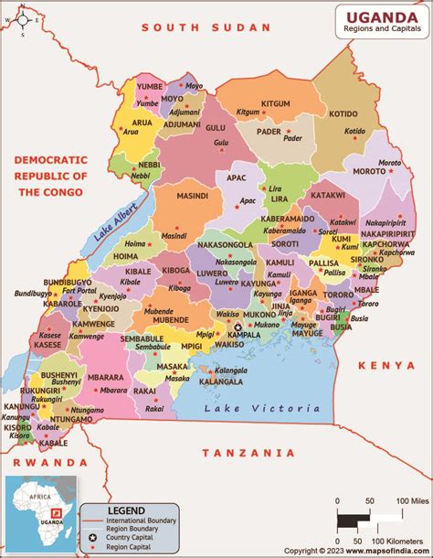 capital of uganda|map of uganda showing districts.